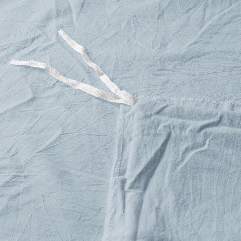 Chambray Blue Cotton Crinkle Washed Full/Queen Duvet Cover Set