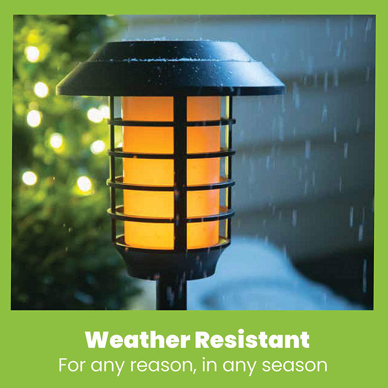 Black Solar Powered LED Pathway Light Set with Flame Mode