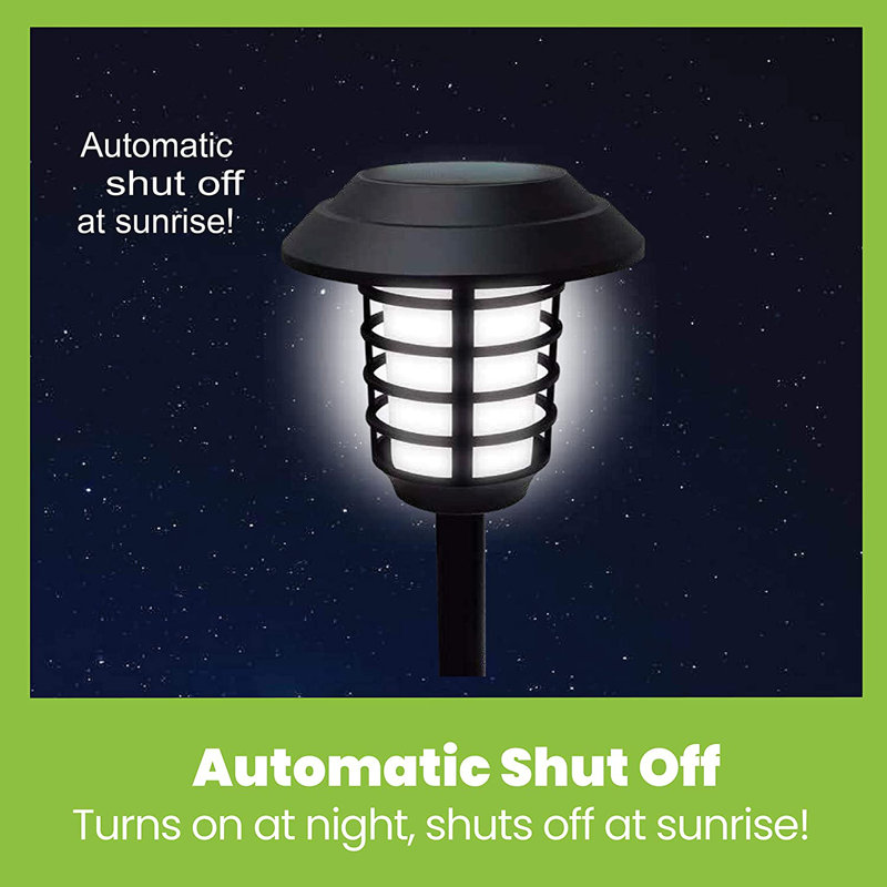Black Solar Powered LED Pathway Light Set with Flame Mode
