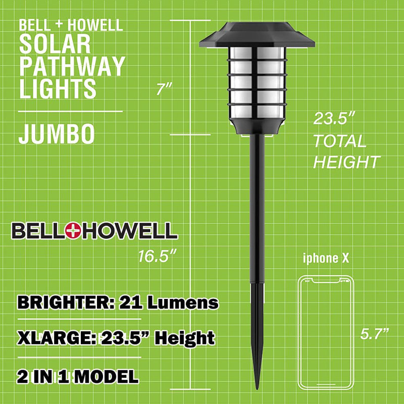 Black Solar Powered LED Pathway Light Set with Flame Mode