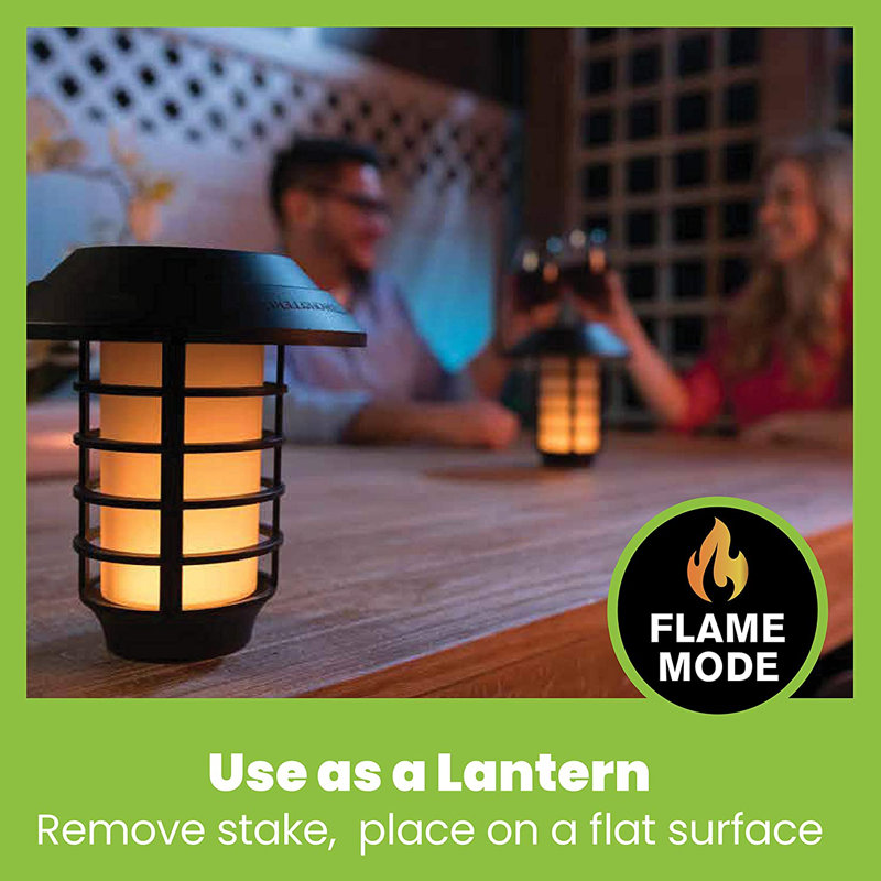Black Solar Powered LED Pathway Light Set with Flame Mode