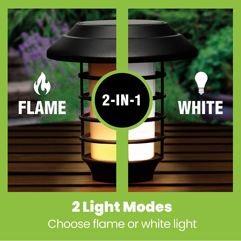 Black Solar Powered LED Pathway Light Set with Flame Mode