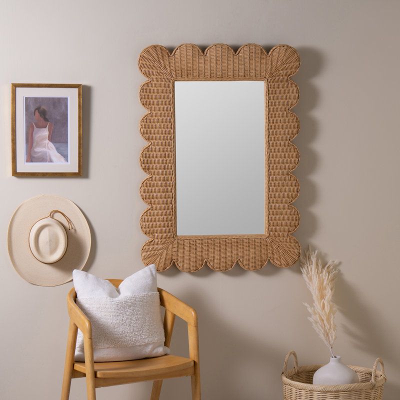 Natural Rattan Rectangular Bathroom Wall Mirror
