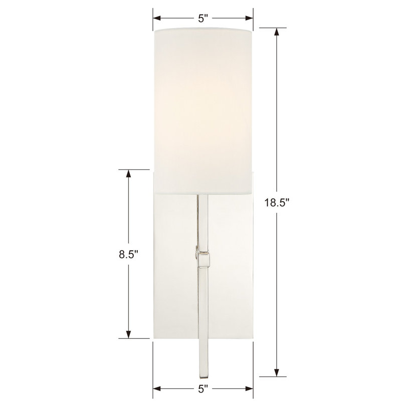 Polished Nickel 1-Light Sconce with White Silk Shade