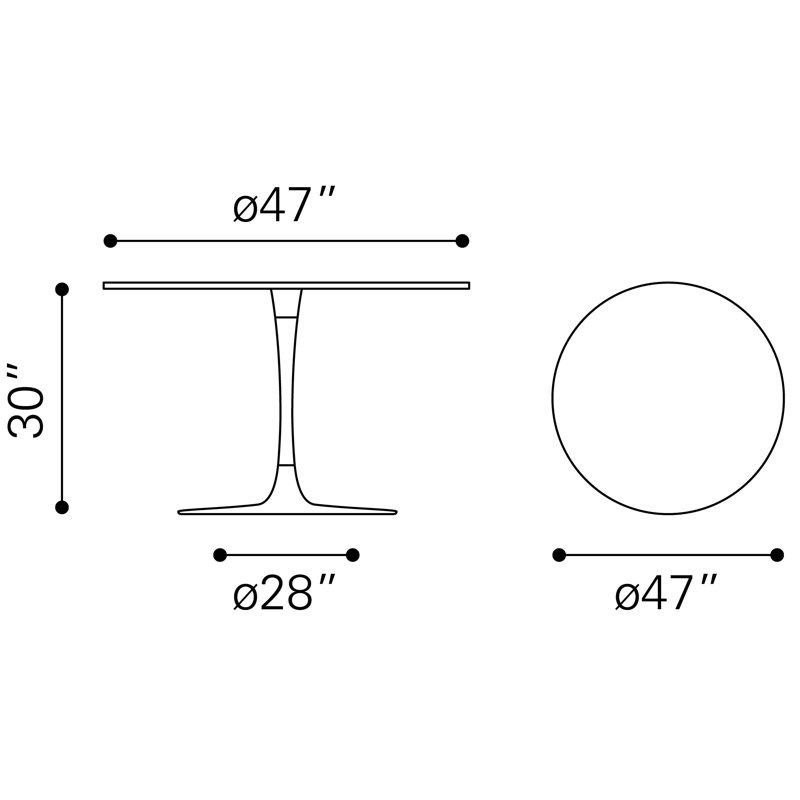 White Marble and Wood Round Dining Table