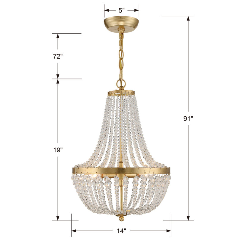 Antique Gold Crystal Empire Chandelier with Wrought Iron Frame