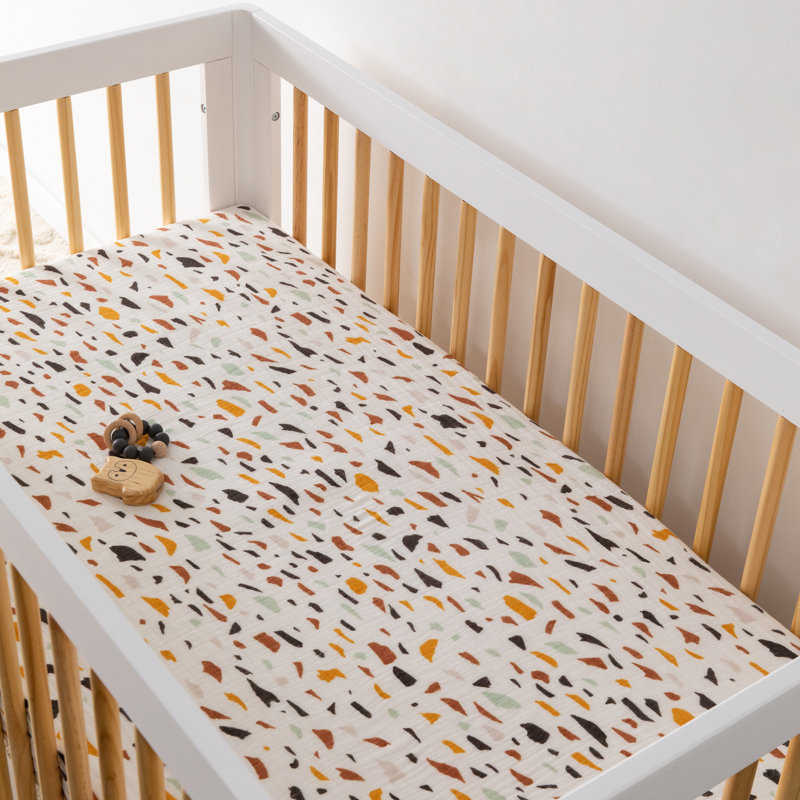 Terrazzo Organic Cotton Muslin Crib Sheet for Toddler Girls