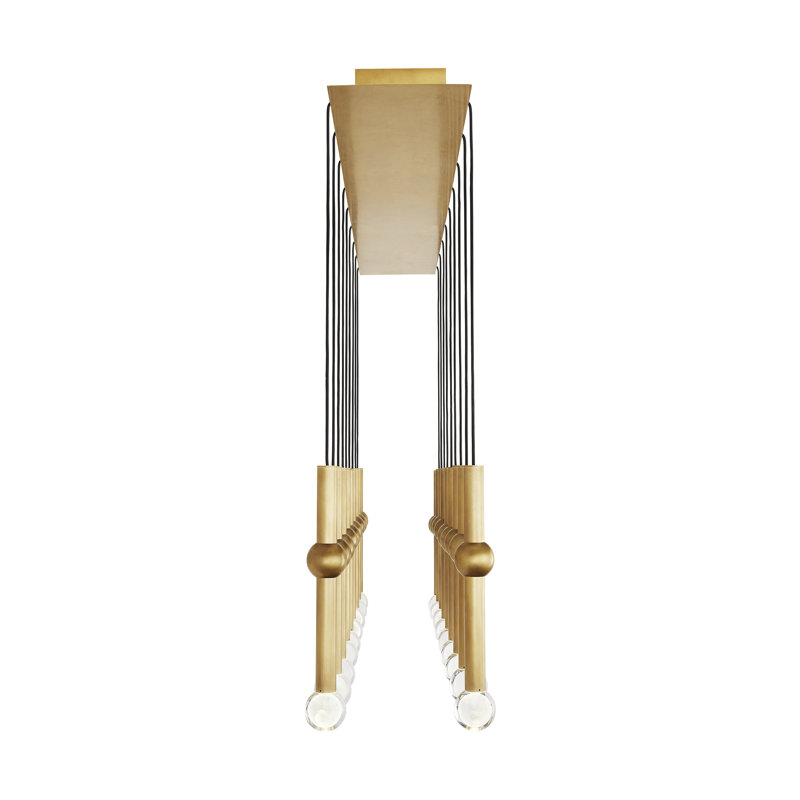 Natural Brass 18-Light LED Pendant with Crystal Shades
