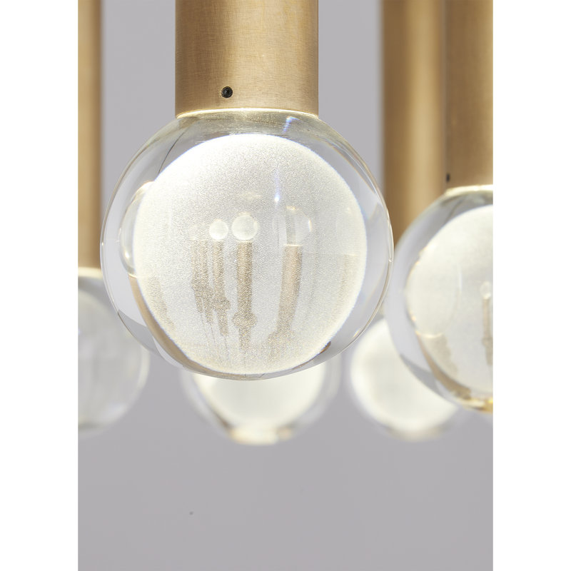 Natural Brass 18-Light LED Pendant with Crystal Shades