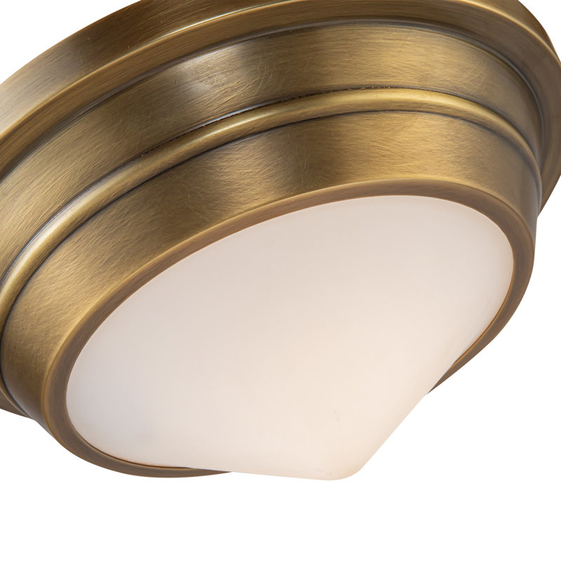 Vintage Brass and Opal Matte Glass Flush Mount Light