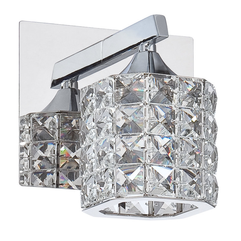 Chrome Crystal 1-Light Dimmable Outdoor Sconce