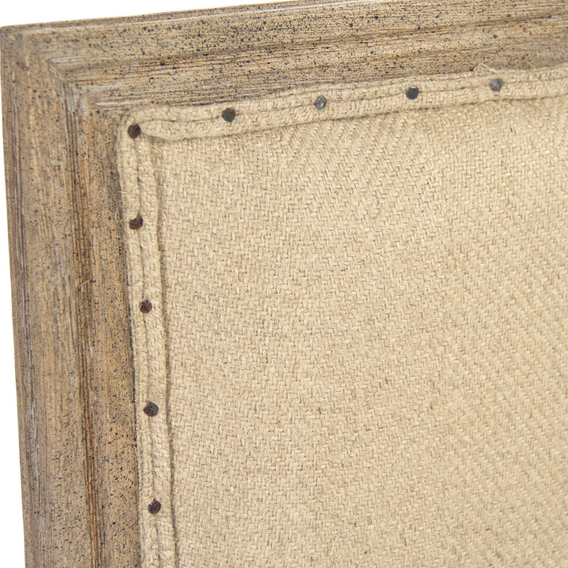 Limed Gray Oak Wood Side Chair with Hemp Upholstery