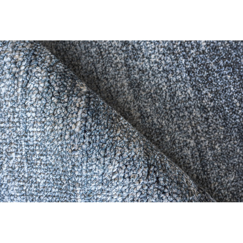 Hand-Knotted Charcoal Wool and Silk Rectangle Area Rug
