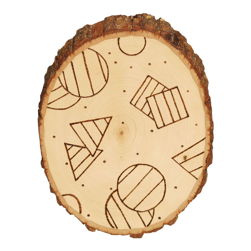 Natural Basswood Round Craft Plaque with Bark Edge
