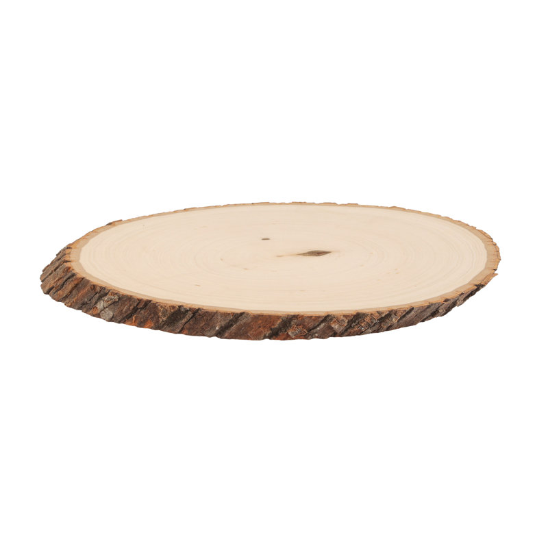 Natural Basswood Round Craft Plaque with Bark Edge