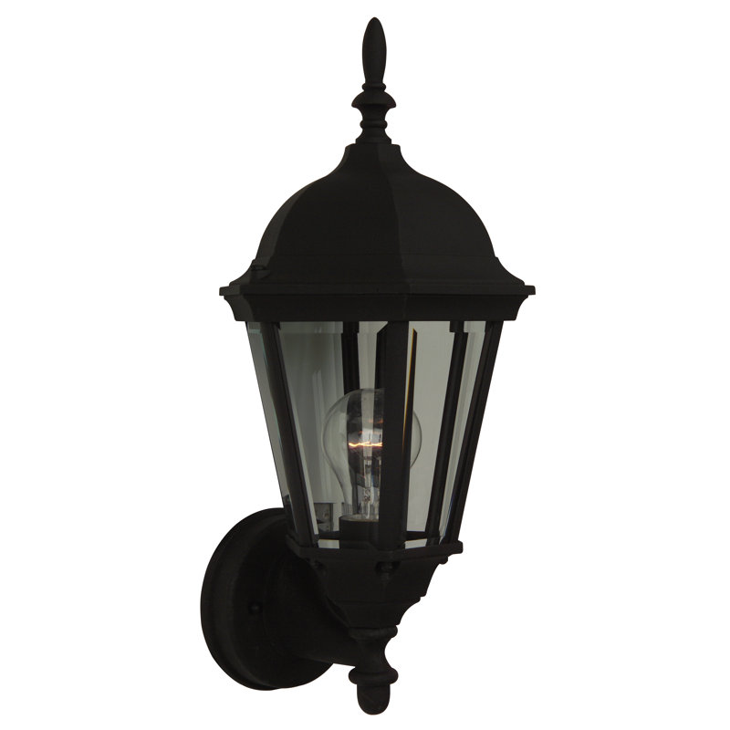 Black Traditional Outdoor Wall Lantern with Clear Glass Shade