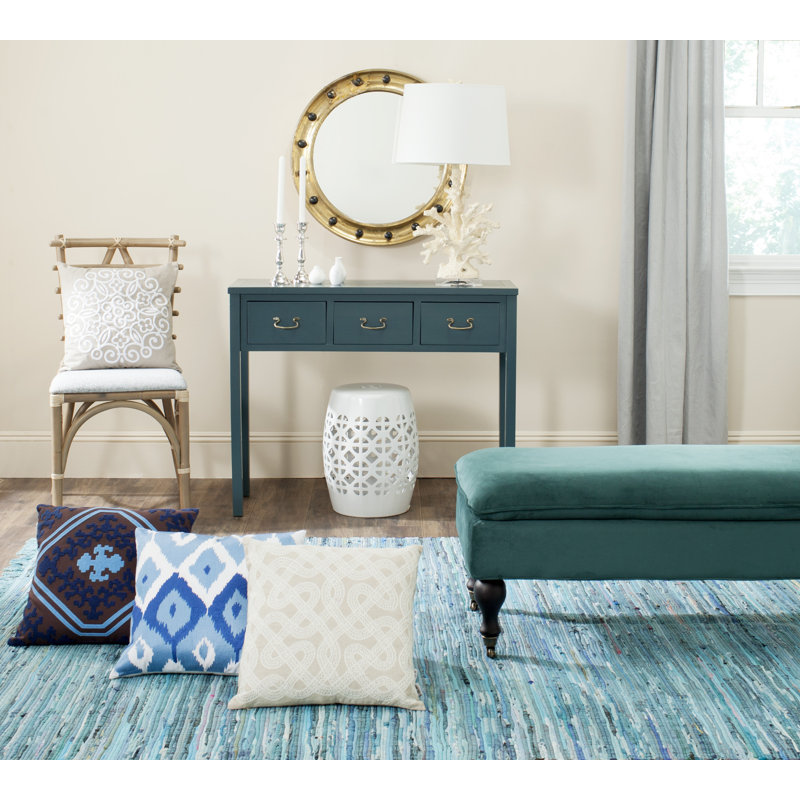 Blue Ikat Cotton 18" Square Throw Pillow Set