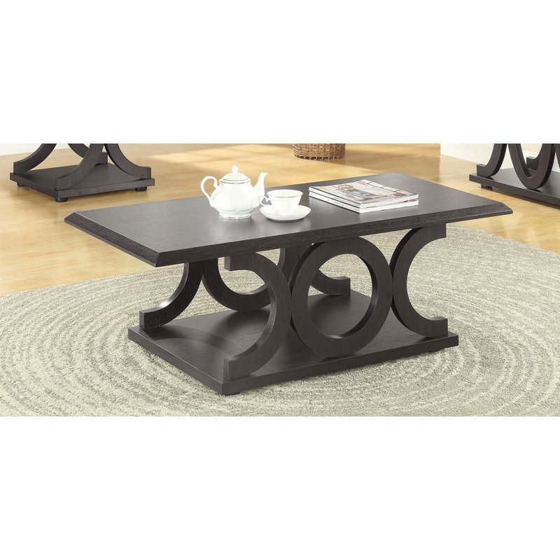 Elegant Cappuccino C-Shaped Wood Coffee Table 47"