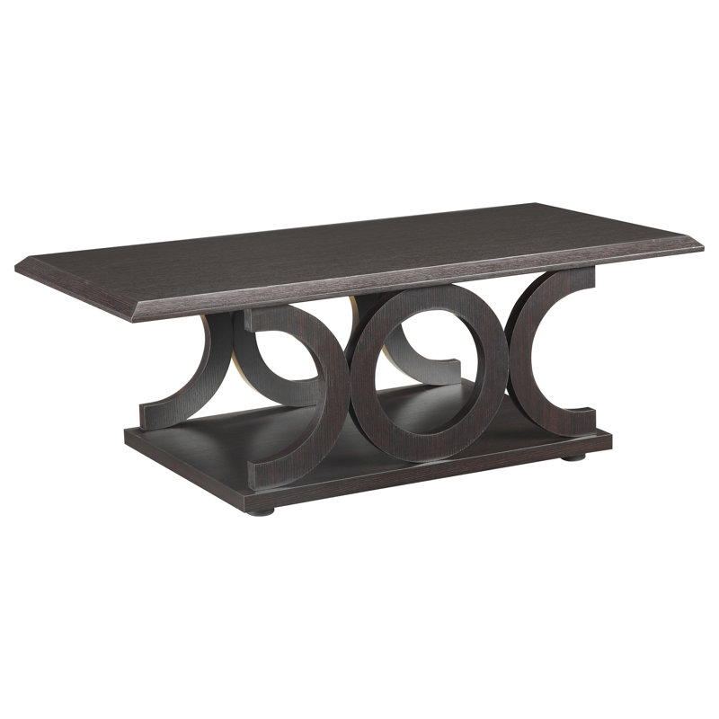 Elegant Cappuccino C-Shaped Wood Coffee Table 47"
