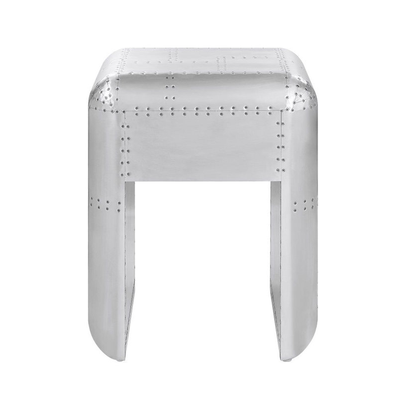 Brancaster Aluminum and Wood Industrial End Table with Storage