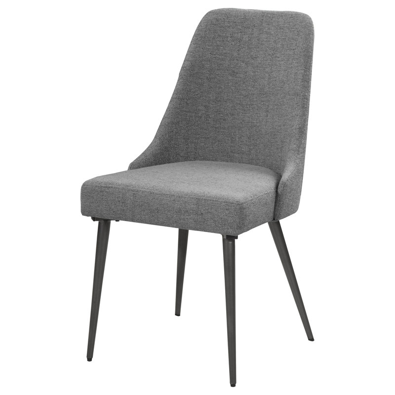 Gray Upholstered High Back Side Chair with Metal Legs