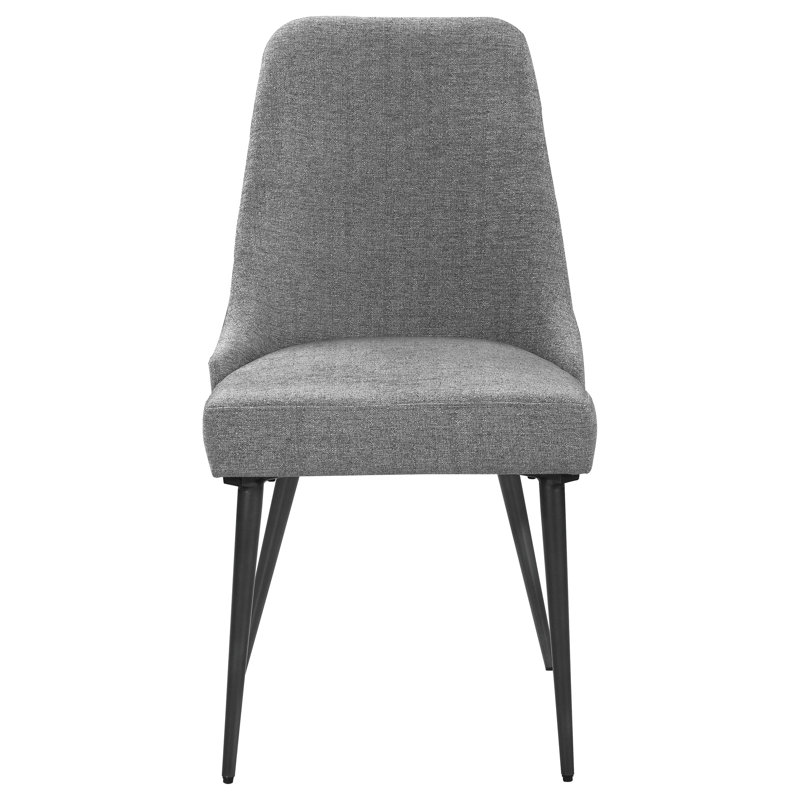Gray Upholstered High Back Side Chair with Metal Legs