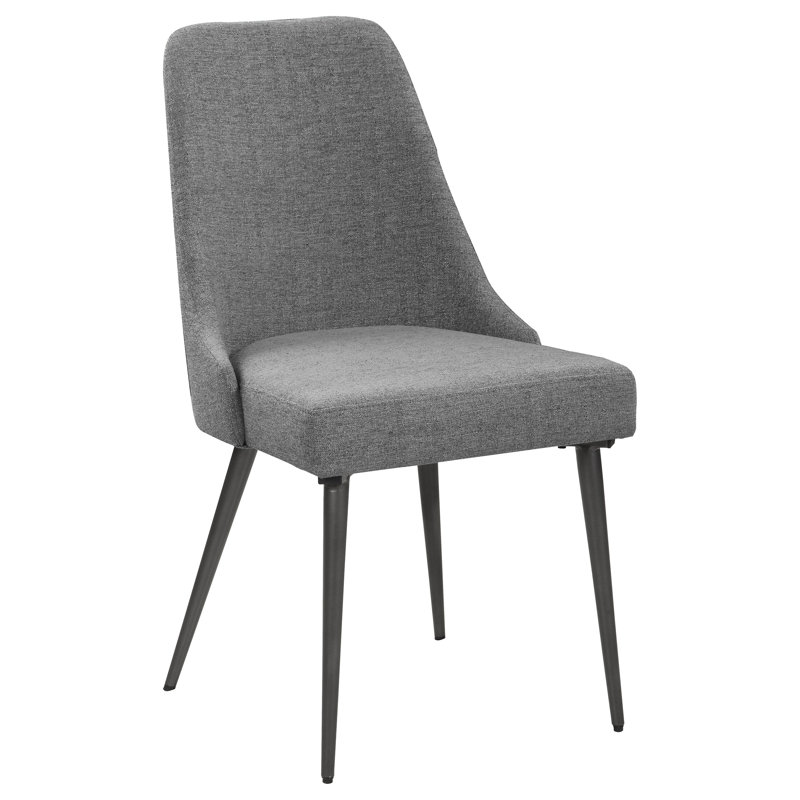 Gray Upholstered High Back Side Chair with Metal Legs