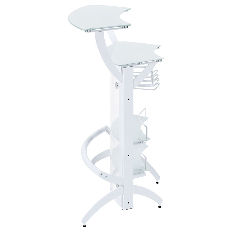 White Acrylic and Glass Half Circle Home Bar