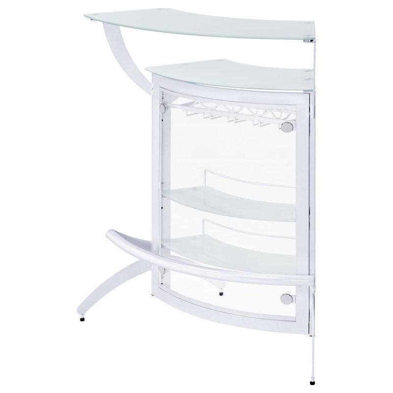 White Acrylic and Glass Half Circle Home Bar