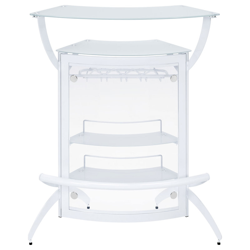 White Acrylic and Glass Half Circle Home Bar