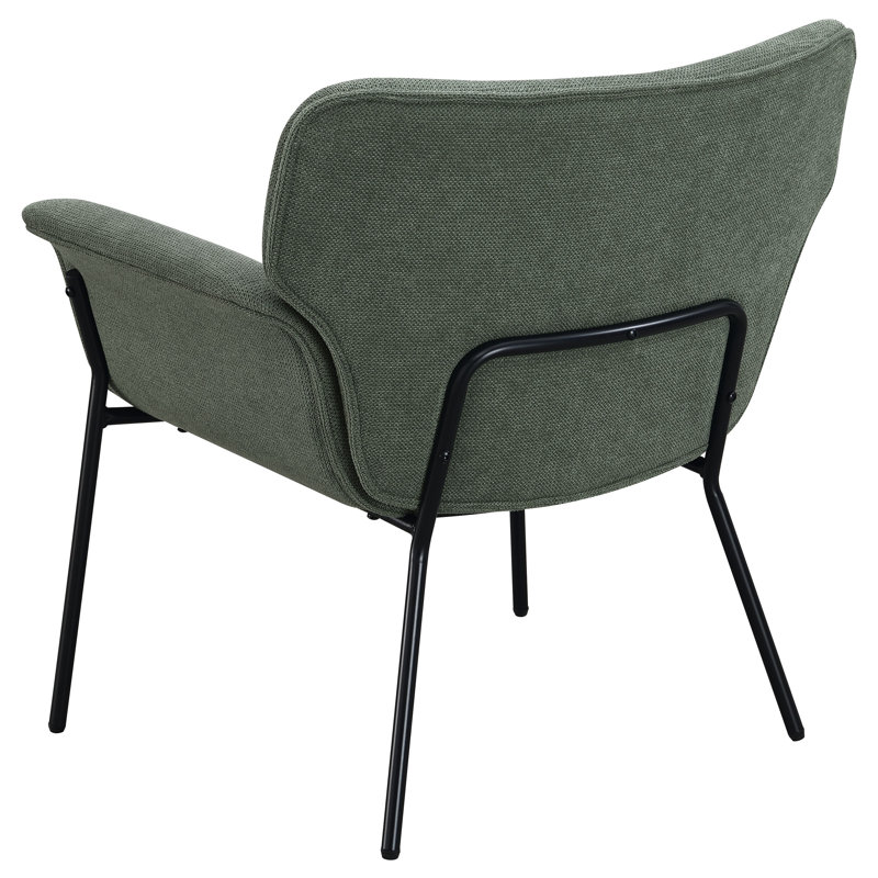 Ivy Green Woven Fabric Mid-Century Modern Accent Chair