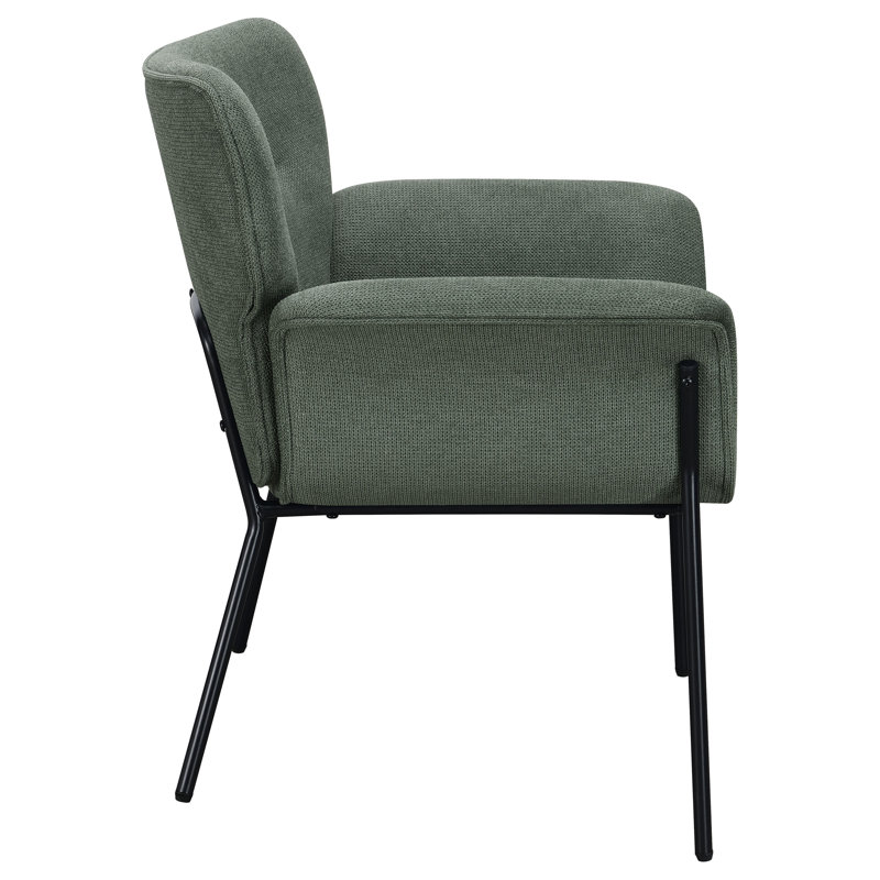 Ivy Green Woven Fabric Mid-Century Modern Accent Chair