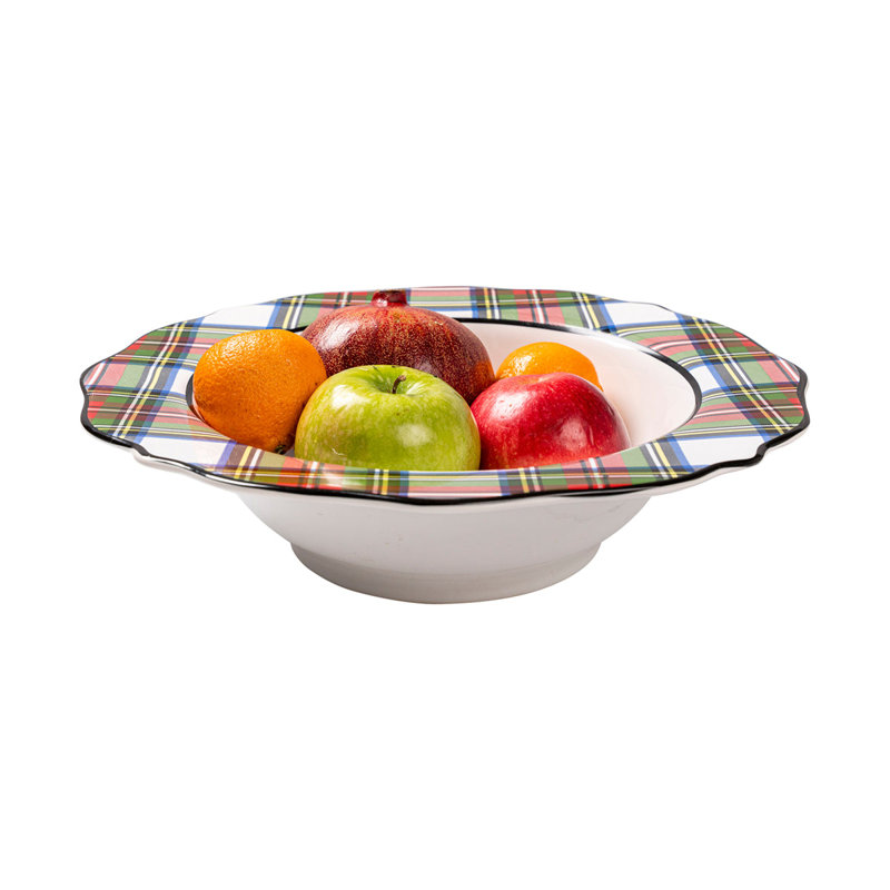 Stewart Tartan 13" Scalloped Ceramic Serving Bowl