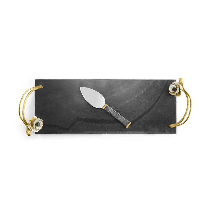 Small Black Marble Rectangular Cheese Board Set