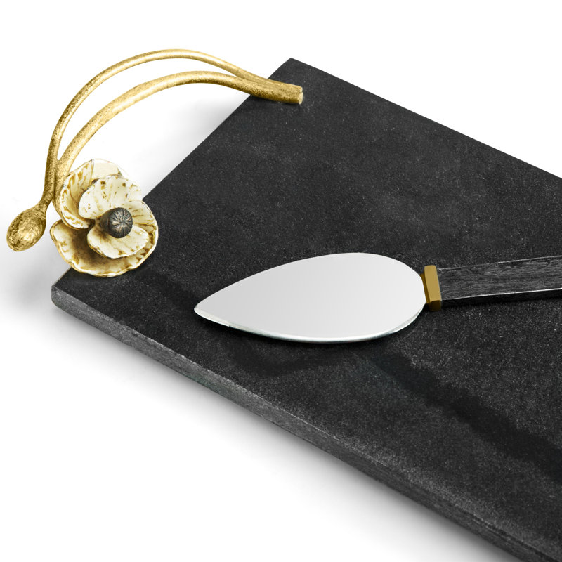 Small Black Marble Rectangular Cheese Board Set