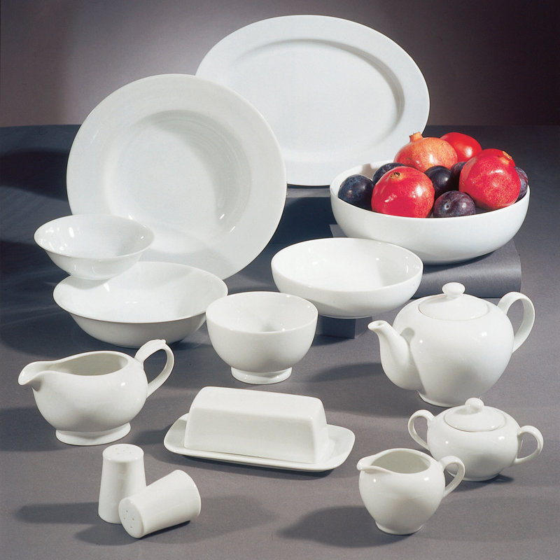 Classic White Ceramic 18 oz Footed Rice Bowl Set