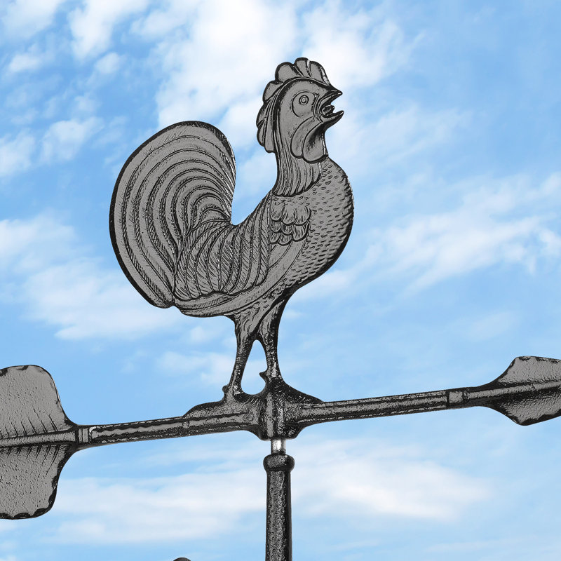 24" Black Recycled Aluminum Rooster Weathervane