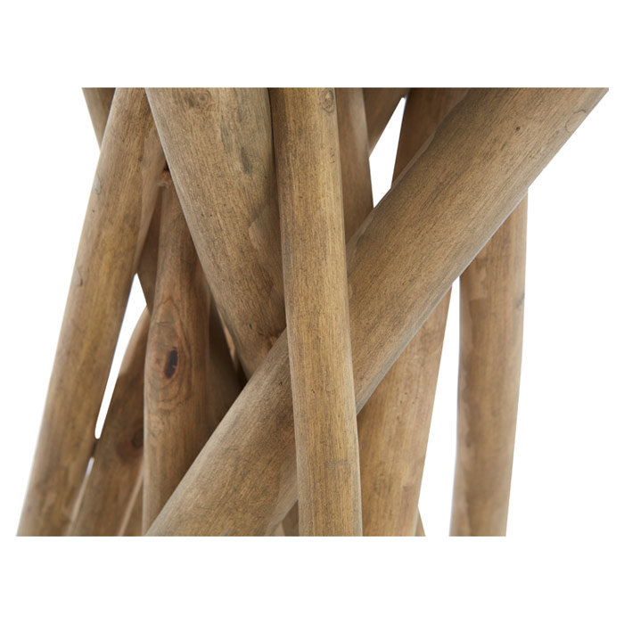 Transitional Hartwick 15'' White Square Side Table with Reclaimed Teak Legs