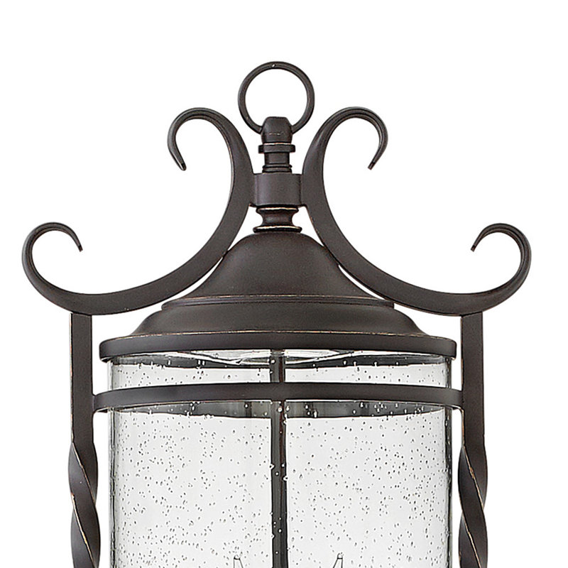 Olde Black 3-Light Outdoor Post Lantern with Seedy Glass