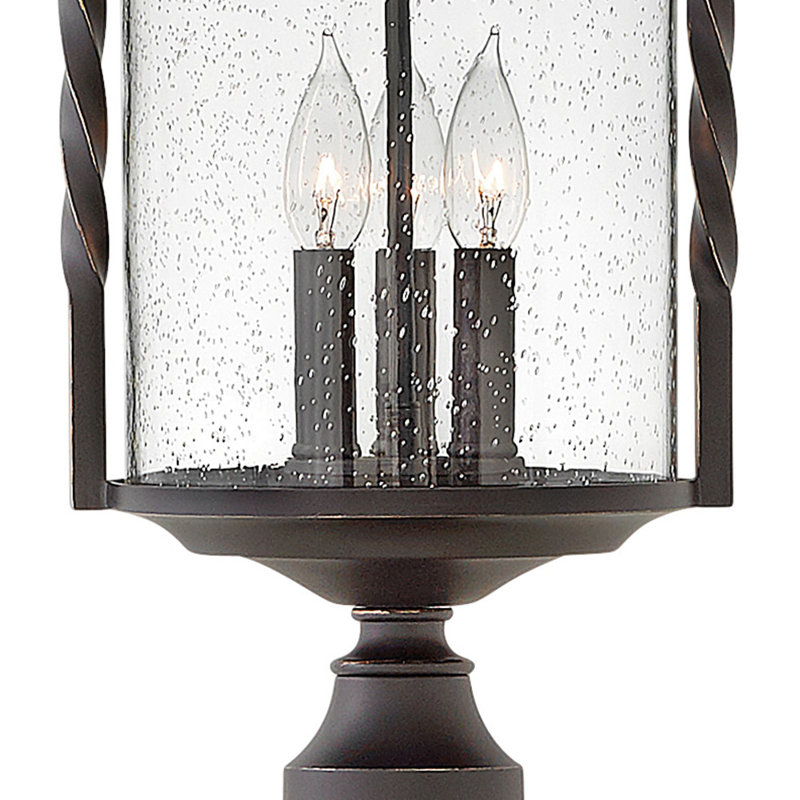 Olde Black 3-Light Outdoor Post Lantern with Seedy Glass