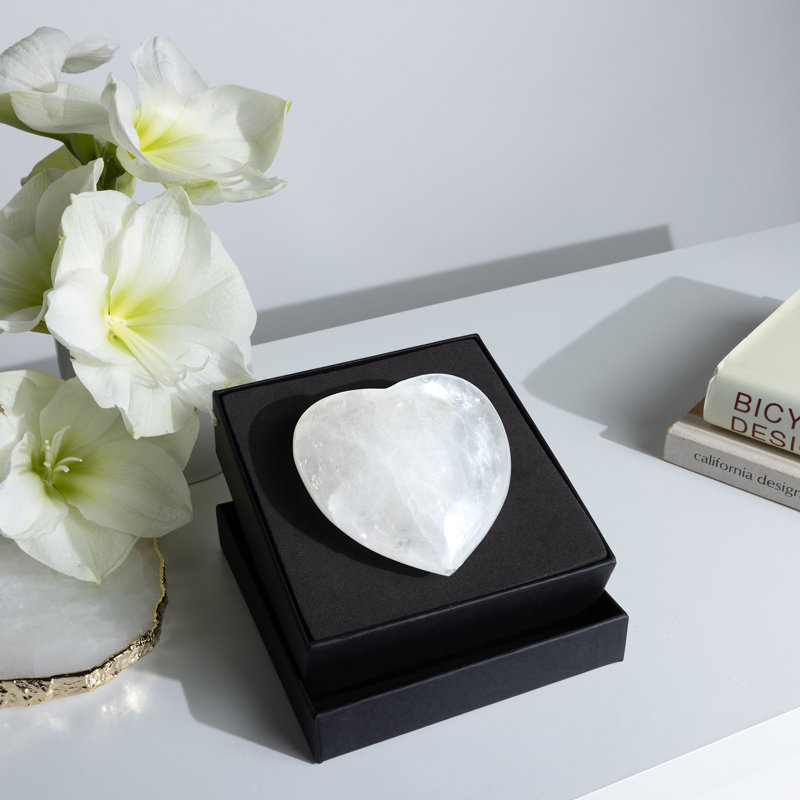 White Crystal Heart-Shaped Accent Object, 4"