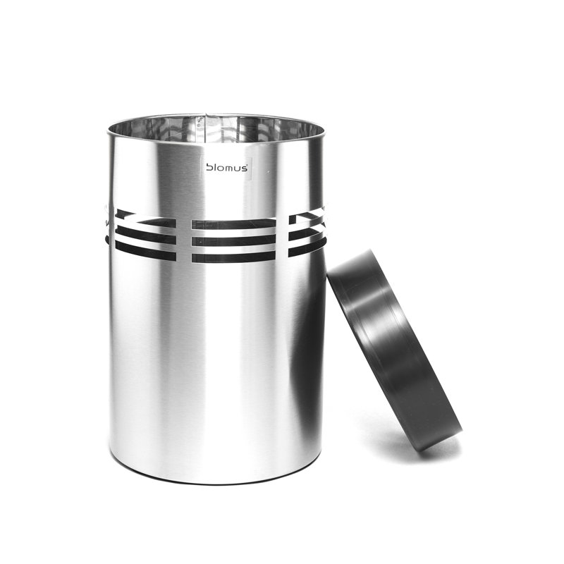 Brushed Stainless Steel Round Bathroom Trash Can - 4 Gallons