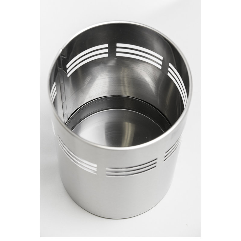 Brushed Stainless Steel Round Bathroom Trash Can - 4 Gallons