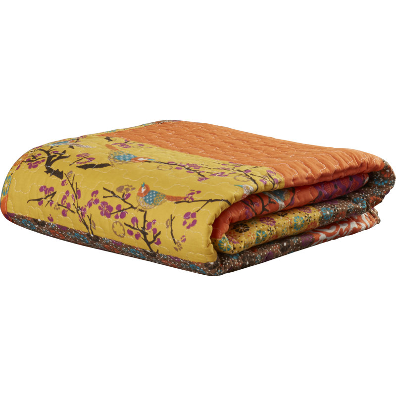 Tangerine Boho Chic Reversible Cotton Throw Blanket 50"x60"