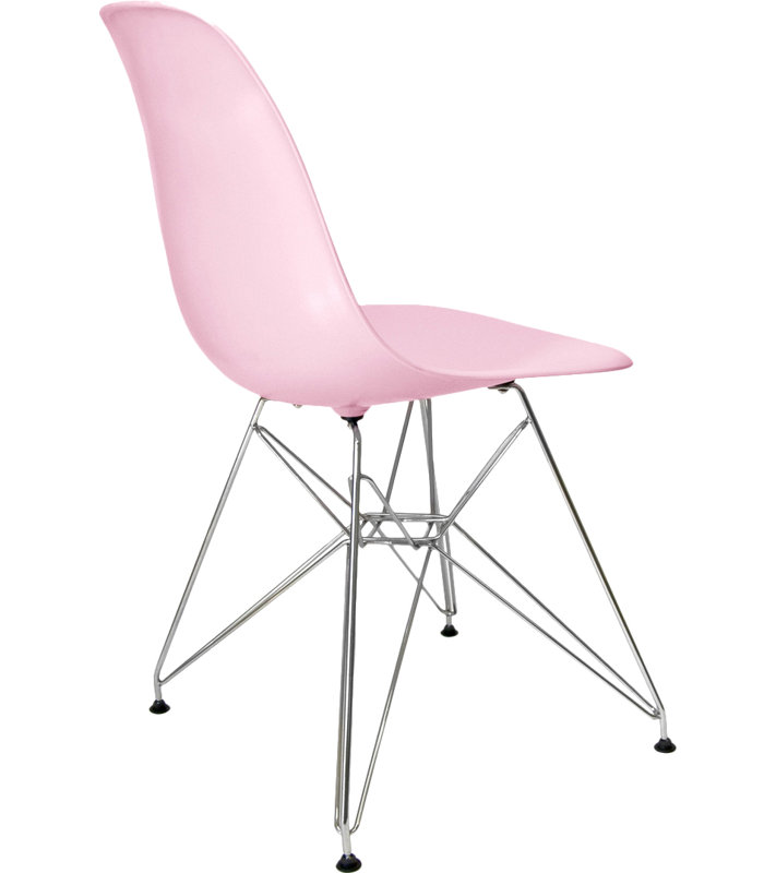 Mid-Century Classic Pink Matte Metal Side Chair