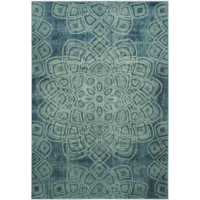 Constellation Vintage Light Blue & Multi Wool-Viscose Rug 4' x 5'7"
