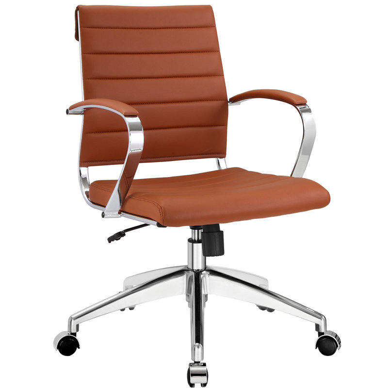 Terracotta High Back Swivel Office Chair with Chrome Base
