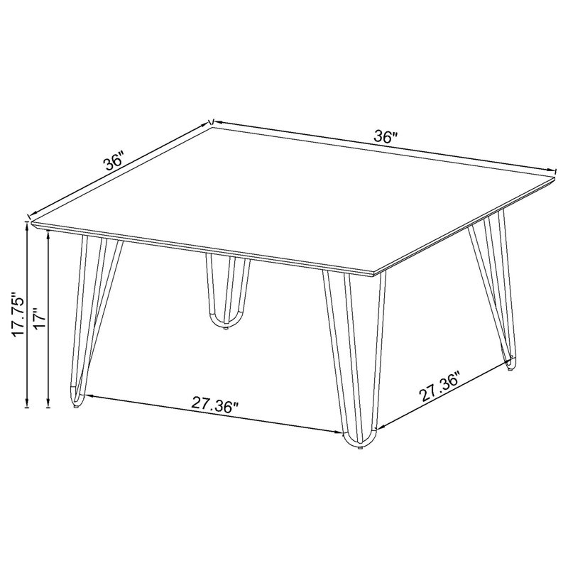 Contemporary White Faux Marble 24" Square Coffee Table with Chrome Hairpin Legs