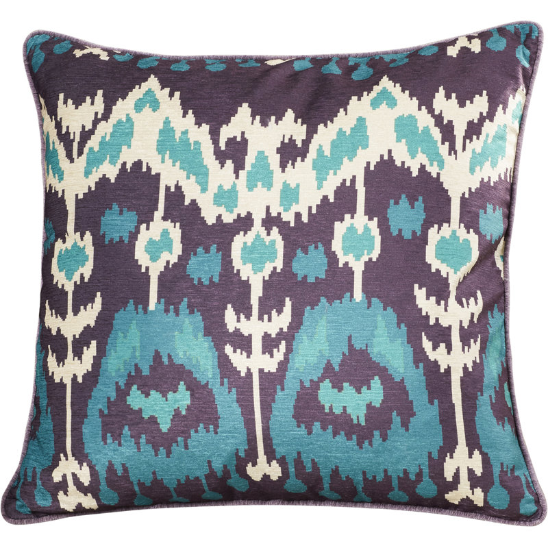 22" Blue and White Ikat Square Throw Pillow Set