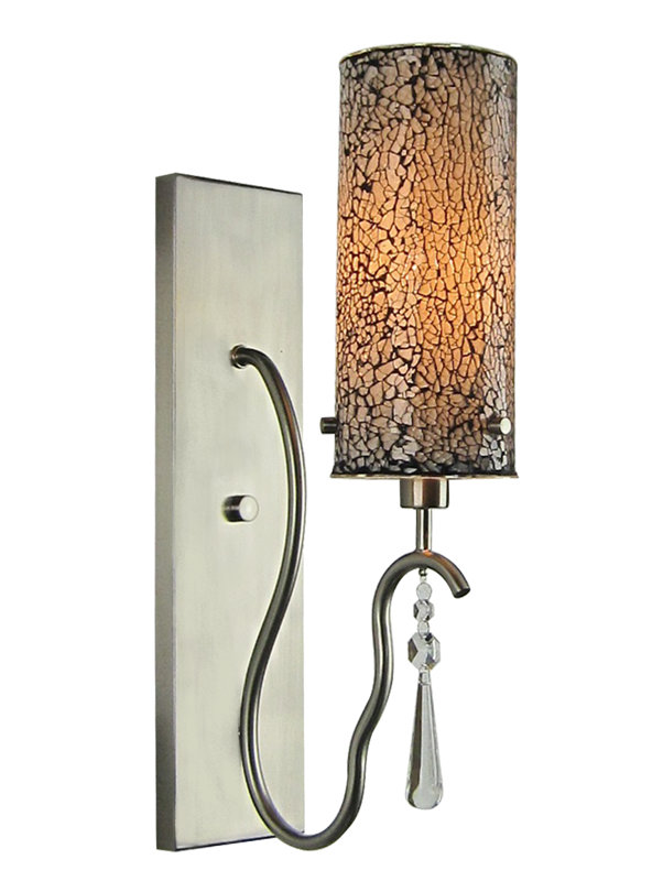 Satin Nickel Wall Sconce with Mosaic Glass Shade